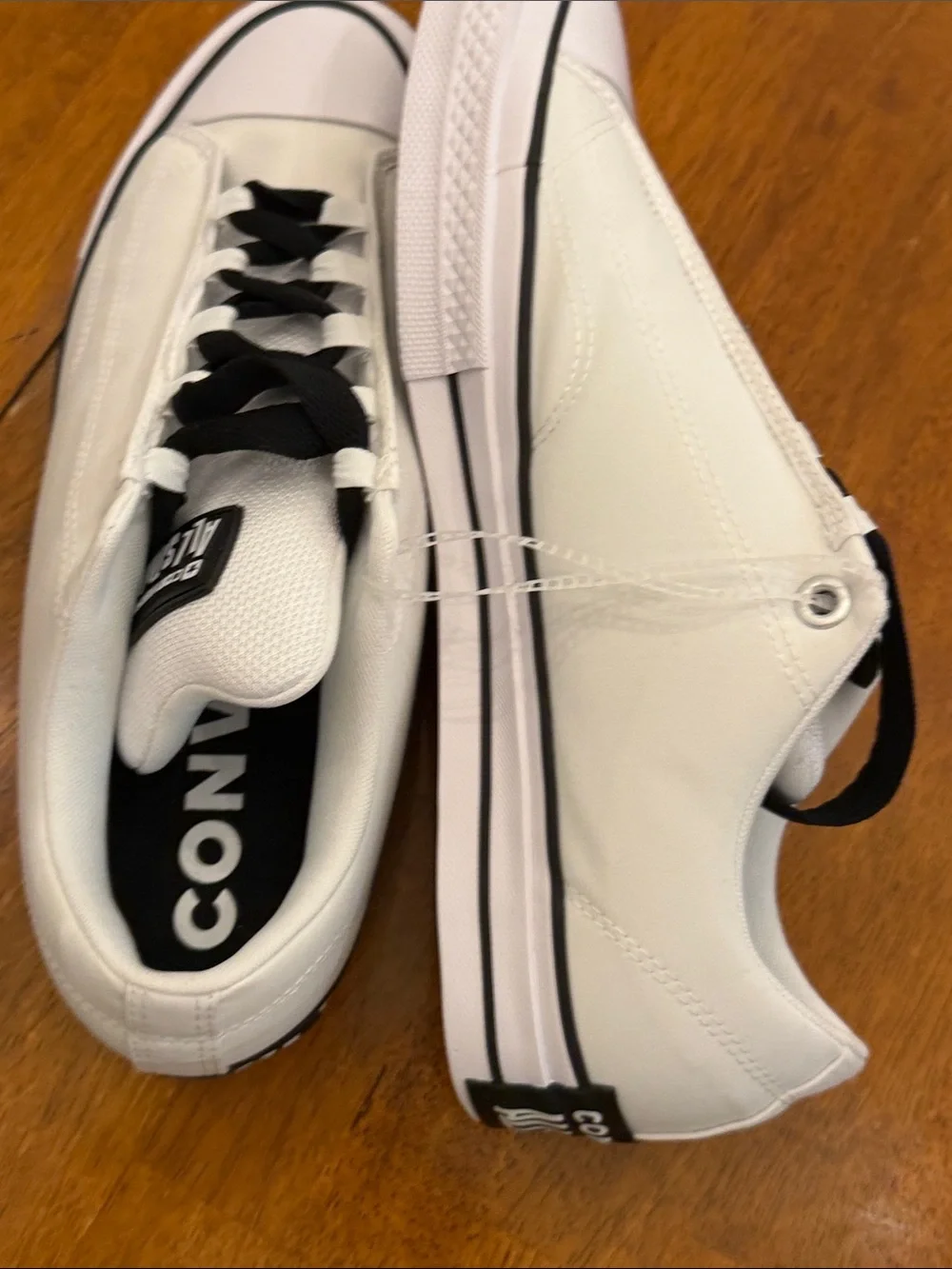 Converse White Low-Top Sneakers with Black Accents size 13 new